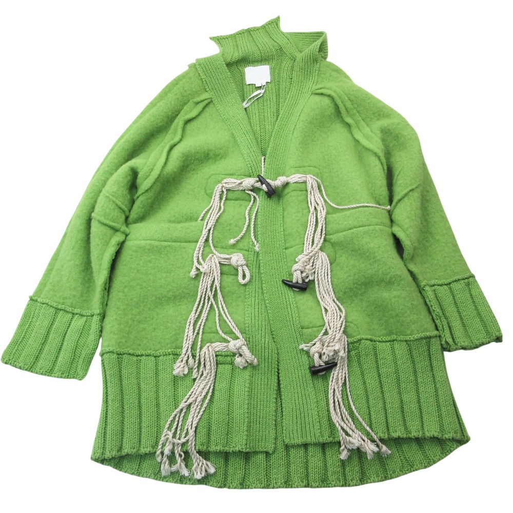 極美品 22aw BASE MARK 軍事基地目じるし 厚地の外套 編み物 上衣 ジレー ダッフル 起毛 羊毛 22BF10 M 緑 レディース 【中古】