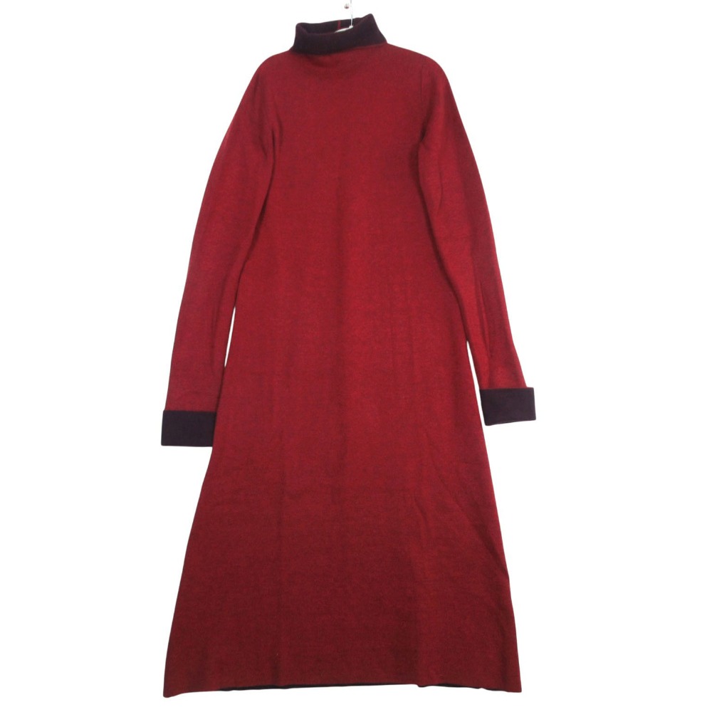 jonnlynx ジョンリンクス ロング ニット ワンピース マキシ丈 長袖 ハイネック ヤクウール JL109-KN439 M レッド レディース 【中古】｜コムレイドバージ店