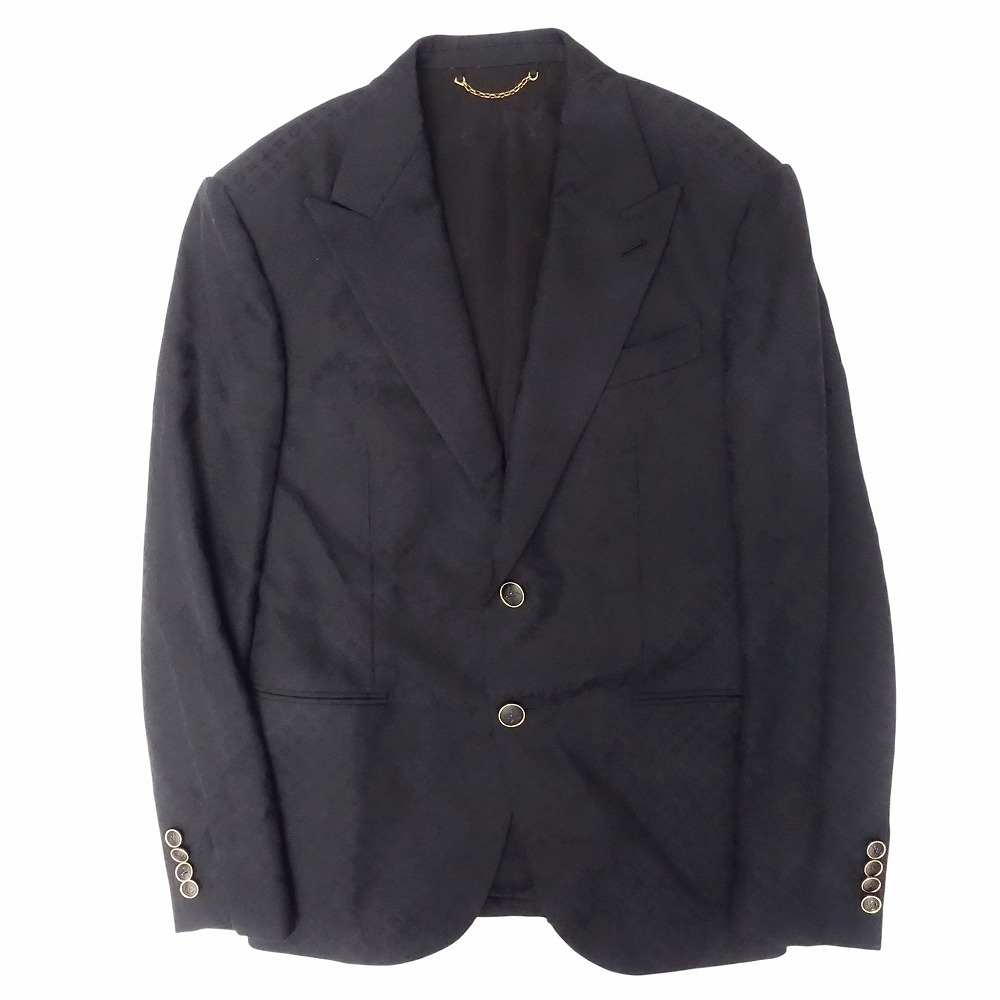 極美品 25aw ルイヴィトン LOUIS VUITTON ポンヌフ シングルブレスト イブニング ジャケット モノグラム 48 ブラック メンズ 【中古】 /TNT｜コムレイドバージ店