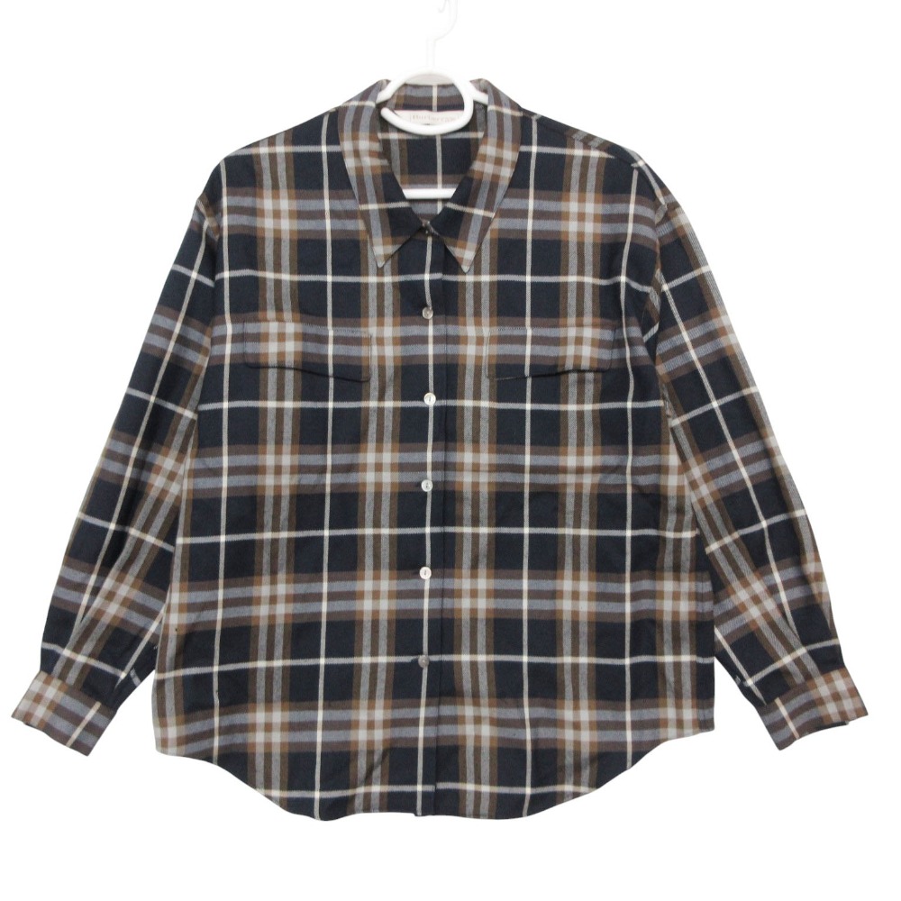 BURBERRYS バーバリーズ FE027-964 ノバチェックシャツ 長袖 トップス 米国海軍 赤銅色 大きさ9R M レディース 【中古】