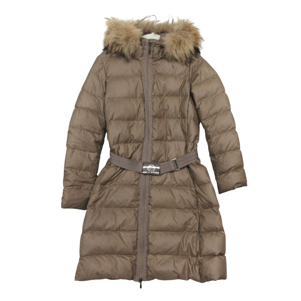 MONCLER モンク軌跡 NANTESFUR  ナンテスファー 落ち込む厚地の外套 アウター 赤銅色 大きさ1 S レディース  【中古】