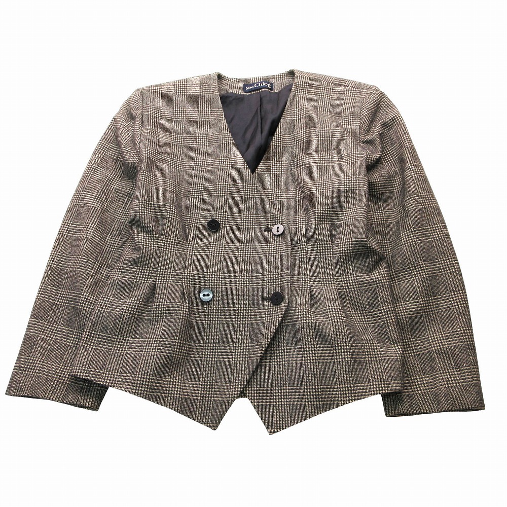 Miss CHLOE ミスクロエ ヴィンテージ 否色合い グレン読み合わせる ダブルブレストジャケット カシミール混 日本製 40 M 【中古】