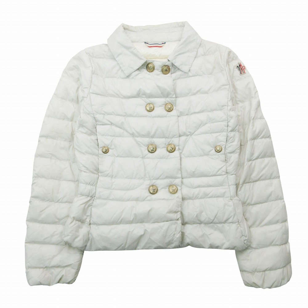 MONCLER モンクレール SOUBISE ダウンジャケット ダブルボタン 金ボタン 袖ワッペン 0 XS ホワイト レディース 【中古】|コムレイドバージ店