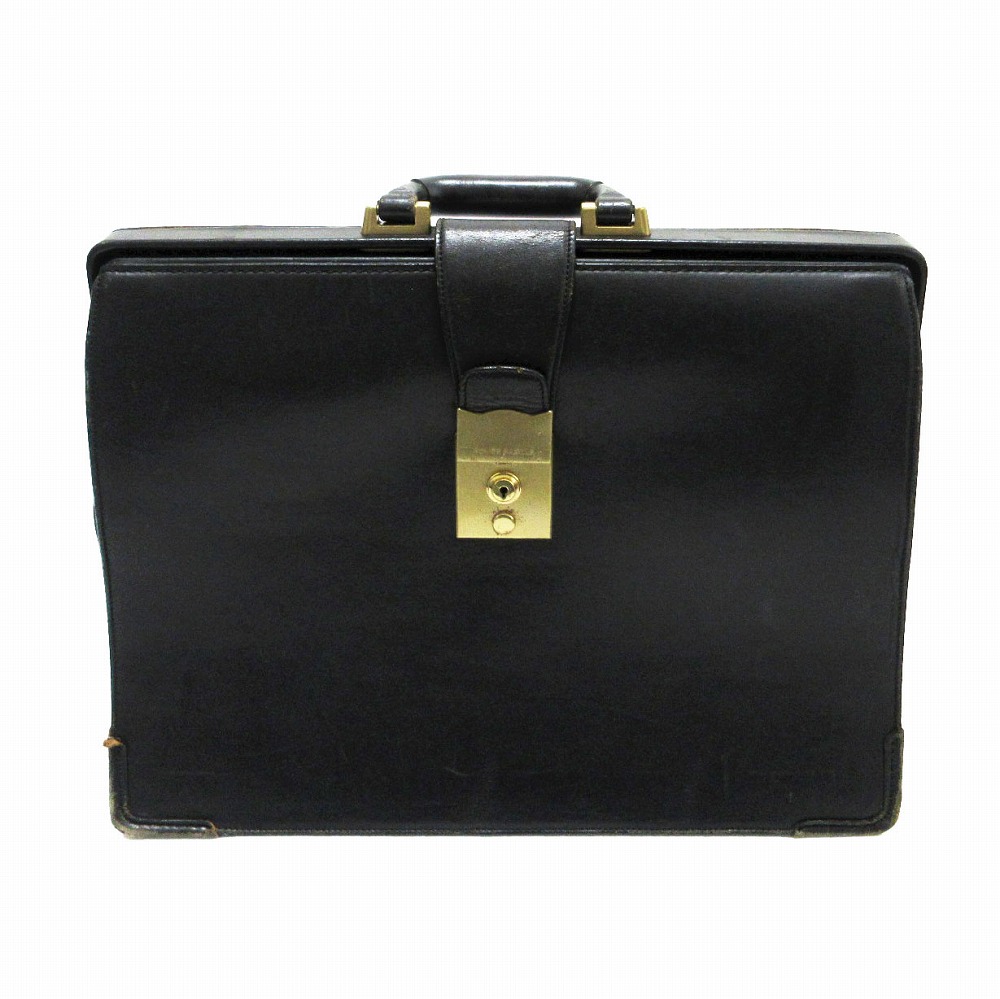 Somes Saddle ソメスサドル なめし革 ダレスバッグ ドクターズバッグ 黒いこと ゴールド金具 メンズ 【中古】
