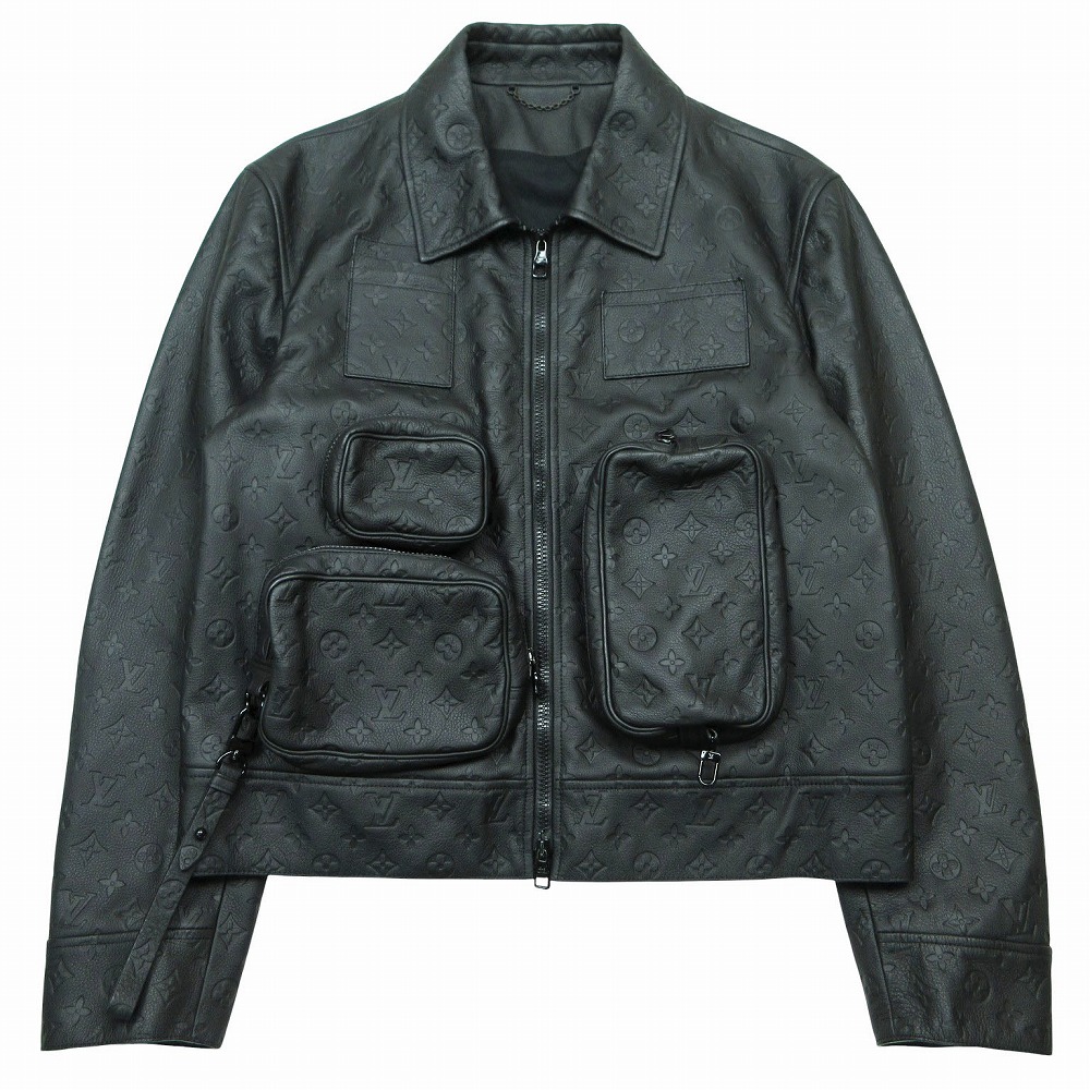 極美品 LOUIS VUITTON ルイヴィトン 23SS モノグラムエンボスユーティリティレザー ジャケットカーフレザー 46 M メンズ 【中古】 /TNT|コムレイドバージ店
