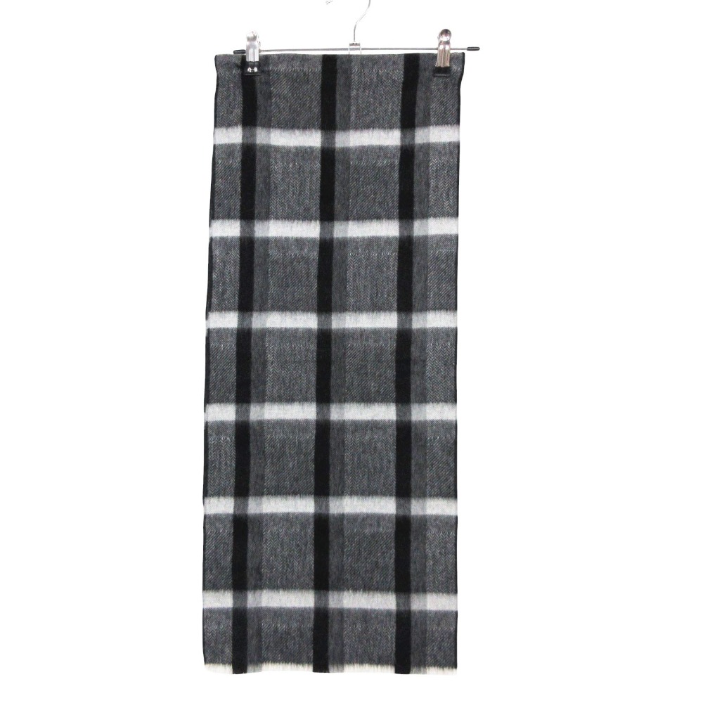 美品 UNITED ARROWS ユナイテッドアローズ × BEGG\u0026CO ベグアンドコー えり巻き スコットランド製 ラムウール アンゴラ 袈裟 照合のしるし柄 薄墨色 レディース 【中古】