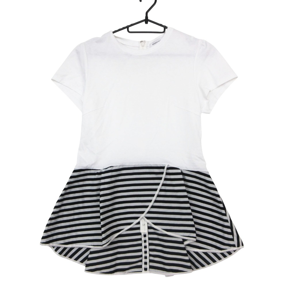 BORDERS at BALCONY ボーダーズアットバルコニー カットソー ボーダー柄 PEPRUM TEE 半袖 ペプラム プルオーバートップス ホワイト 36【S】 レディース 【中古】 6,230円