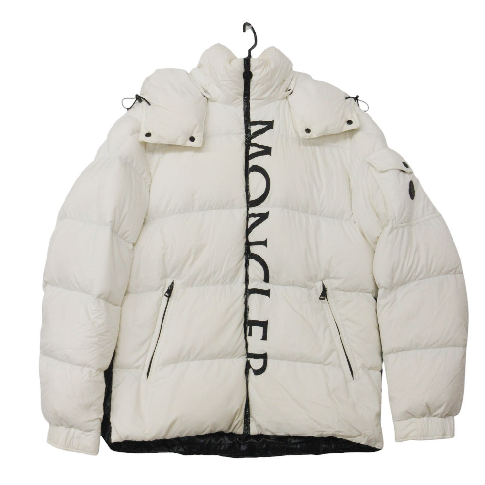 MONCLER モンクレール ダウンジャケット MAURES マウレス ジップアップ ロゴ入り アウター ホワイト 1【S】 メンズ 【中古】