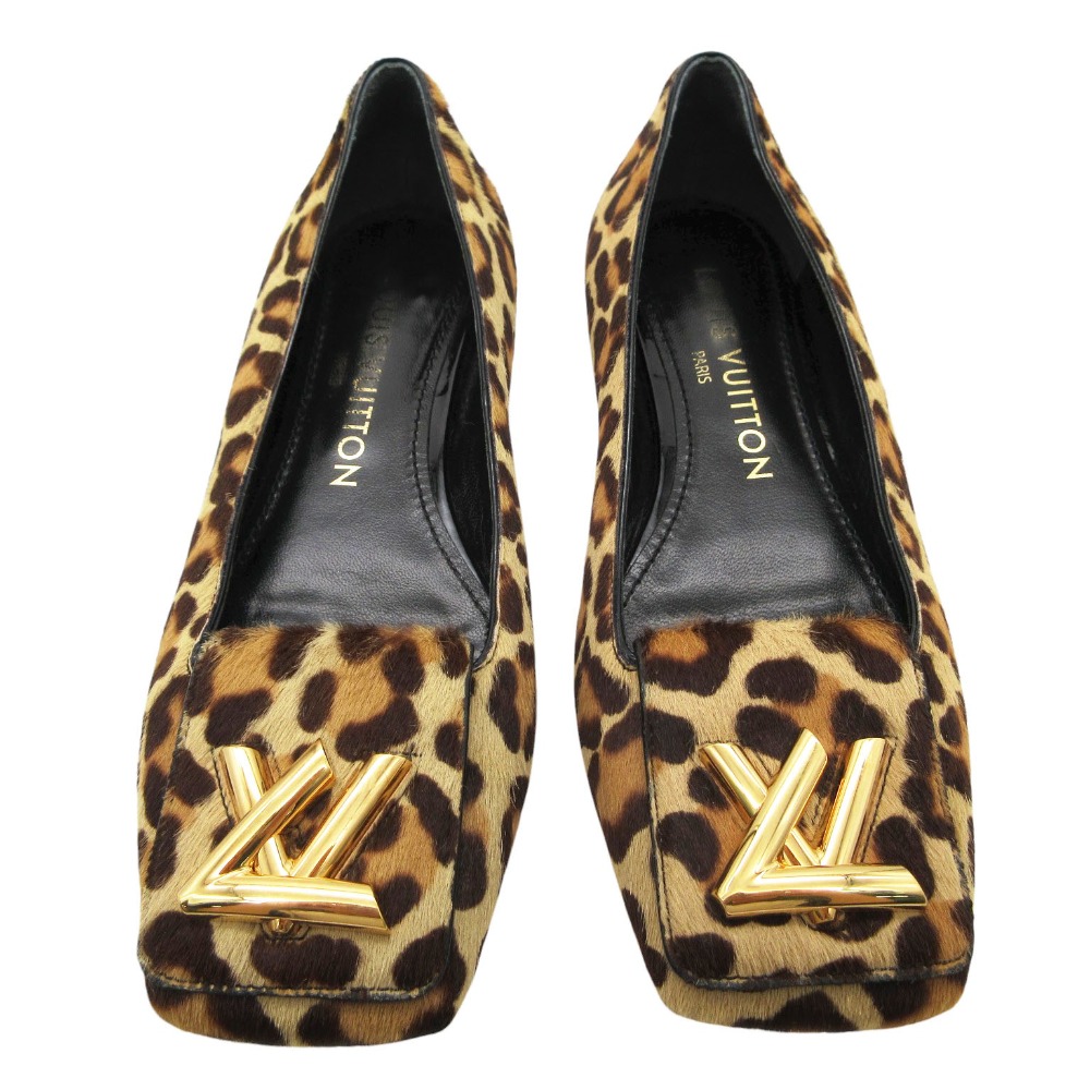 LOUIS VUITTON ルイ・ヴィトン バレエシューズ シェイクライン バレリーナ ハラコ レオパード柄 LVロゴ ブラウン 34 21cm レディース 【中古】｜コムレイドバージ店 28,047円