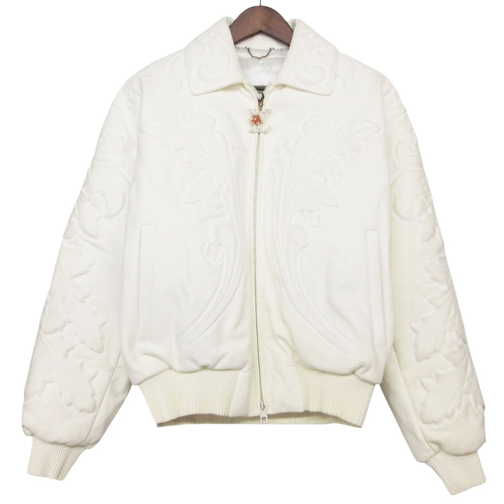 23SS LOUIS VUITTON ルイ・ヴィトン ブルゾン オーナメントレザー ジップアップ ジャケット アウター ホワイト 46【M】 メンズ 【中古】｜コムレイドバージ店 308,857円