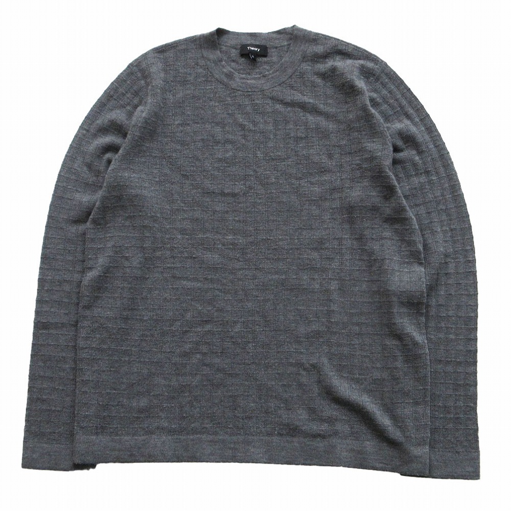theory セオリー ニット VELAY NEW SOVEREIGN 総柄 セーター プルオーバー トップス 長袖 グレー XL メンズ 【中古】