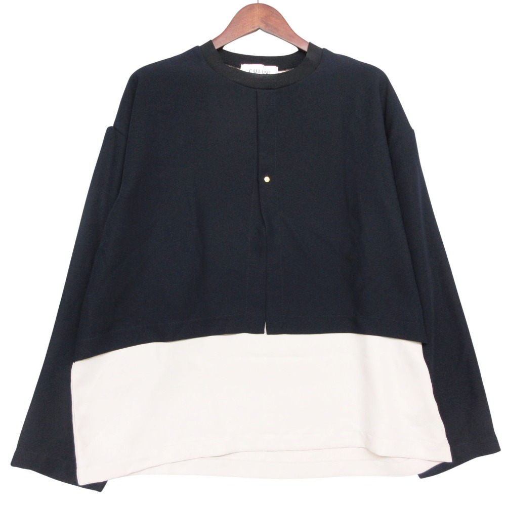 美品 22AW CULLNI クルニ 長袖Ｔシャツ レイヤード プルオーバー カットソー トップス ネイビー 2【M】 メンズ 【中古】
