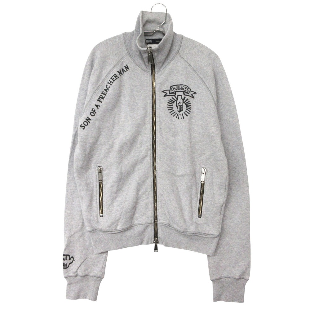 DSQUARED2 ディースクエアード ブルゾン SON OF A PREACHER MAN ロゴプリント ジップアップ コットン トラックジャケット アウター グレー メンズ 【中古】｜コムレイドバージ店