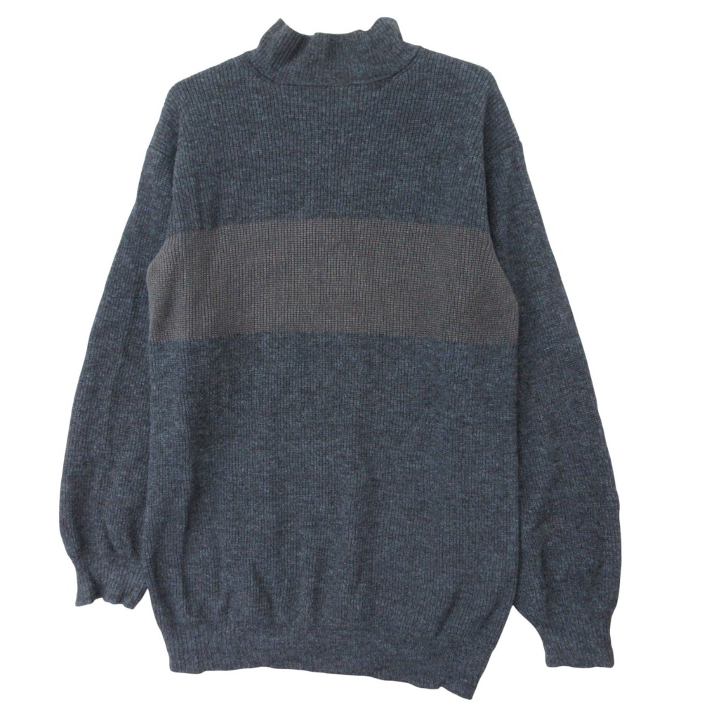 93AW 脱色期 COMME des GARCONS HOMME PLUS コムデギャルソンオムプリュス ニット バイカラー ハイネック セーター プルオーバートップス 長袖 ネイビー メンズ 【中古】