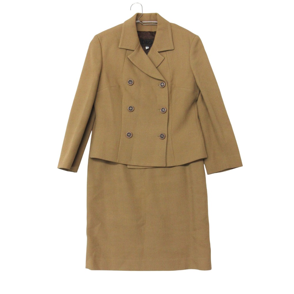 DOLCE\u0026GABBANA ドルチェアンドガッバーナ D\u0026G 背広 セットアップ ダブル前胸部 スコート ロゴタイプ総柄裏地 ベージュ 40/26【M】 レディース 【中古】