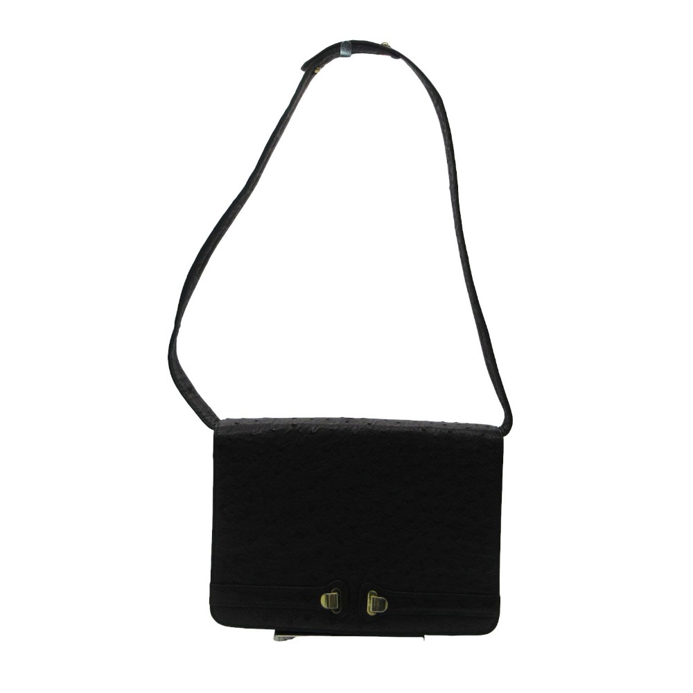 COMTESSE コンテス ショルダーバッグ ハンドバッグ 2WAY オーストリッチ エキゾチックレザー ブラック 【中古】