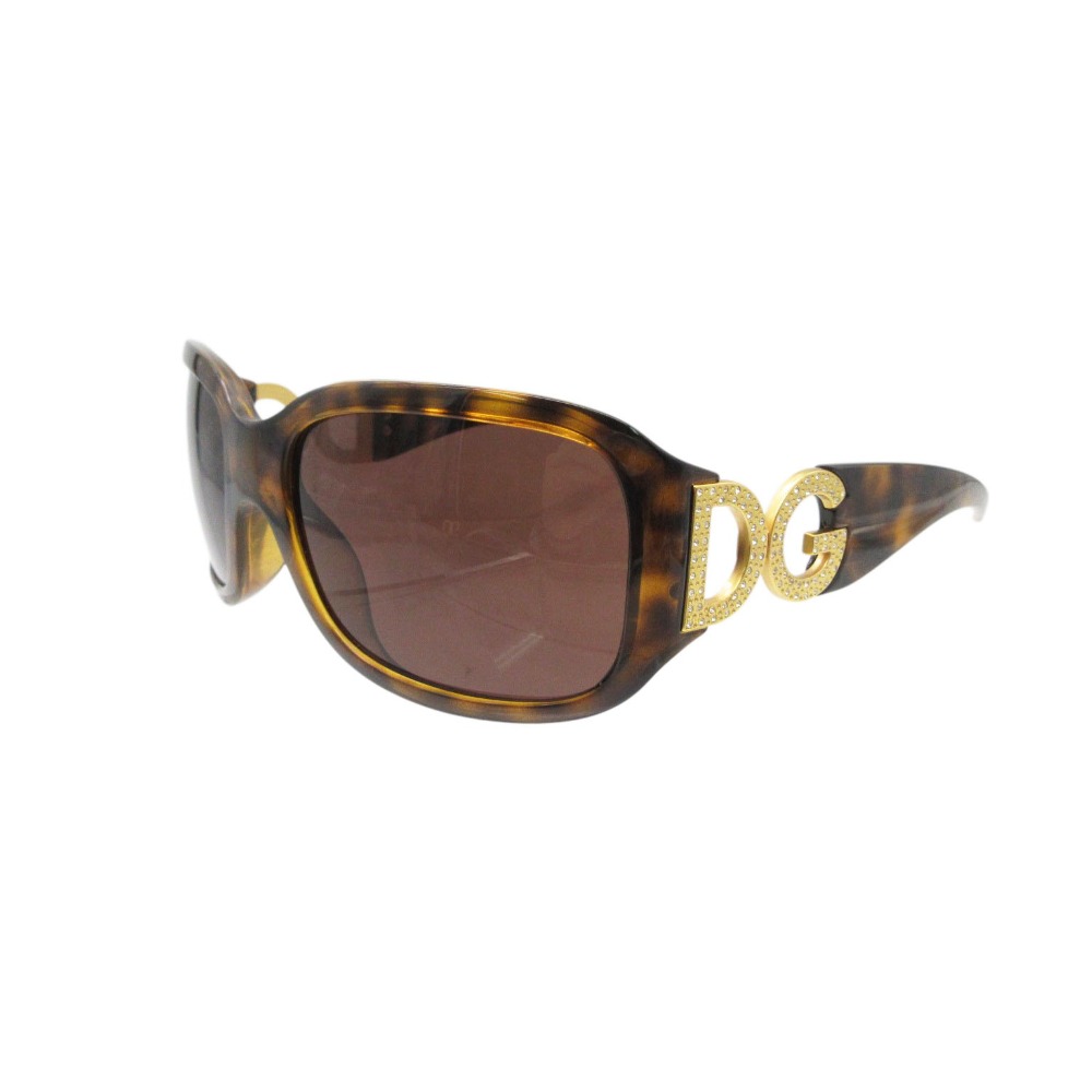 DOLCE&GABBANA ドルチェアンドガッバーナ サングラス DG6017-B 60□19-115 DGロゴ ストーン装飾 べっ甲柄 アイウェア ブラウン メンズ レディース 【中古】