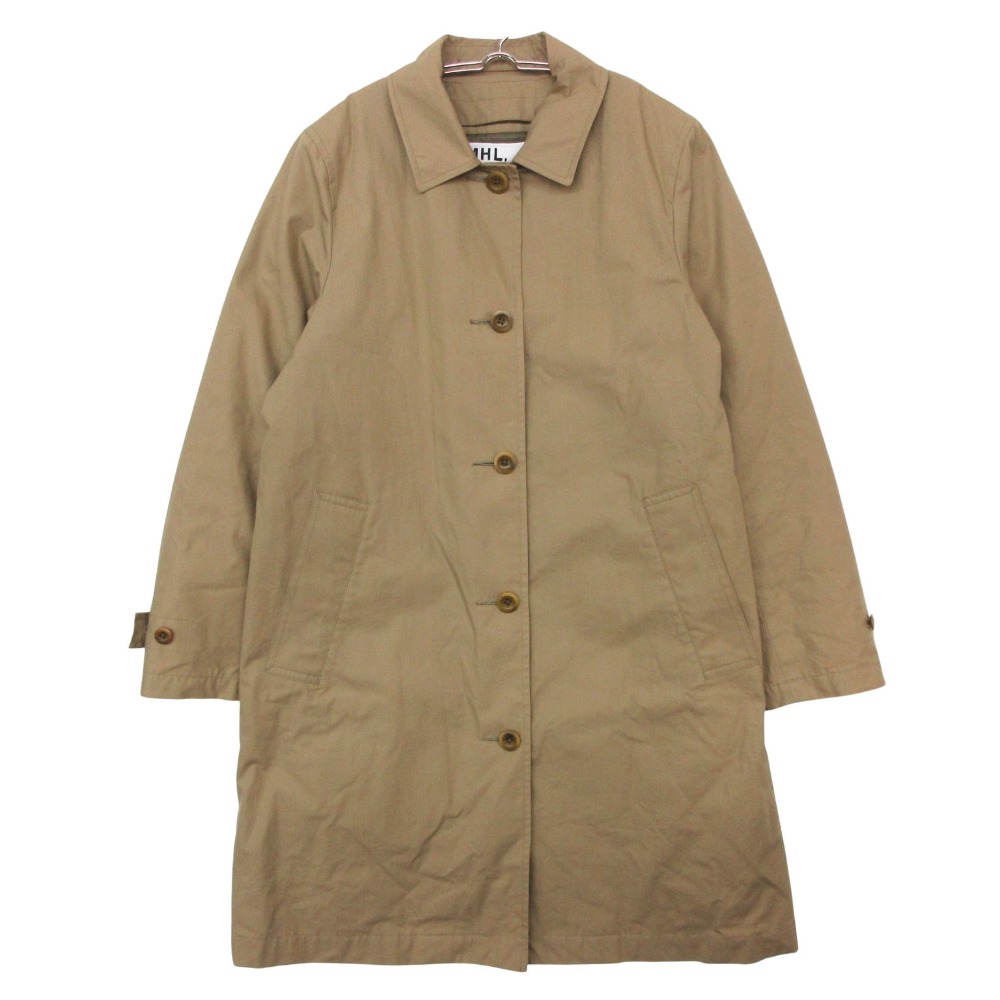 美品 MARGARET HOWELL マーガレットハウエル MHL. ステンカラー厚地の外套 落ちこむ ラインドライブ付き添い人 ロング丈 上衣 595-6210503 アウター  ベージュ 2【M】 レディース 【中古】