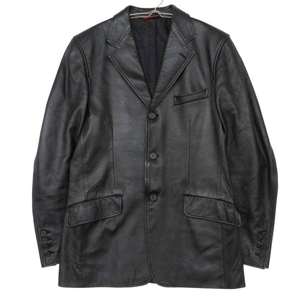 Paul Smith 極点・スミス テーラードジャケット 子ヒツジなめし革 上衣 アウター ３名取り草 黒いこと L メンズ 【中古】