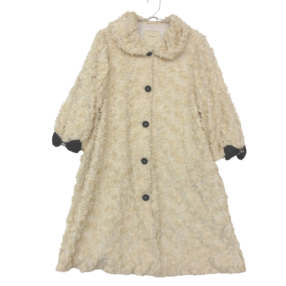 美品 #anc さえら NAPATA MELLOE  ステンカラー厚地の外套 フラウンス シュロの葉 総スピード競技 アウター 象牙色 3【L】 レディース 【中古】