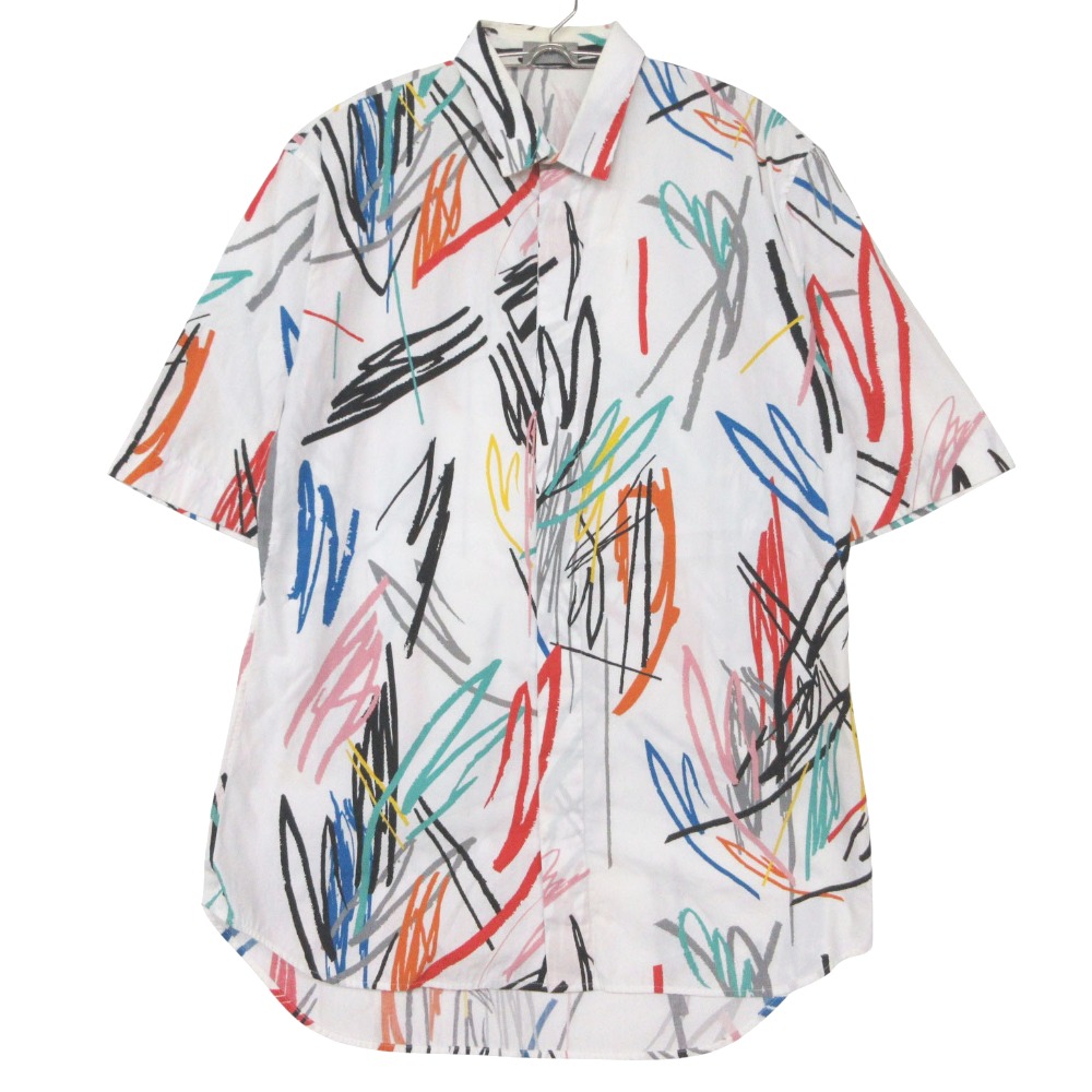 15ss DIOR HOMME ディオール・オム 半袖シャツ 比翼 ドレス コットン マルチ ペイント プリント 563C547A3322 トップス マルチカラー 39 メンズ 【中古】