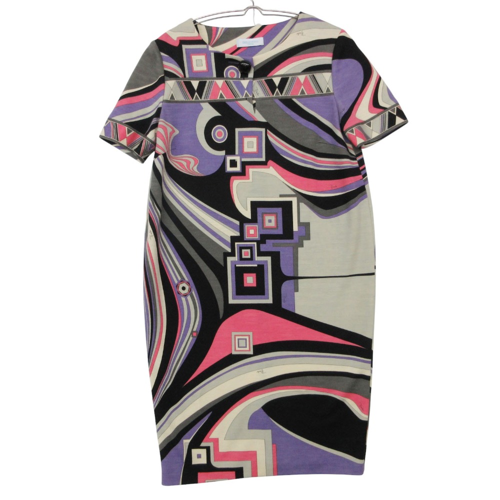 Emilio Pucci エミリオプッチ 衣装 半袖 羊毛 86RI52 幾何学学柄 総柄 イタリア製 マルチ色合い 38【S】 レディース 【中古】