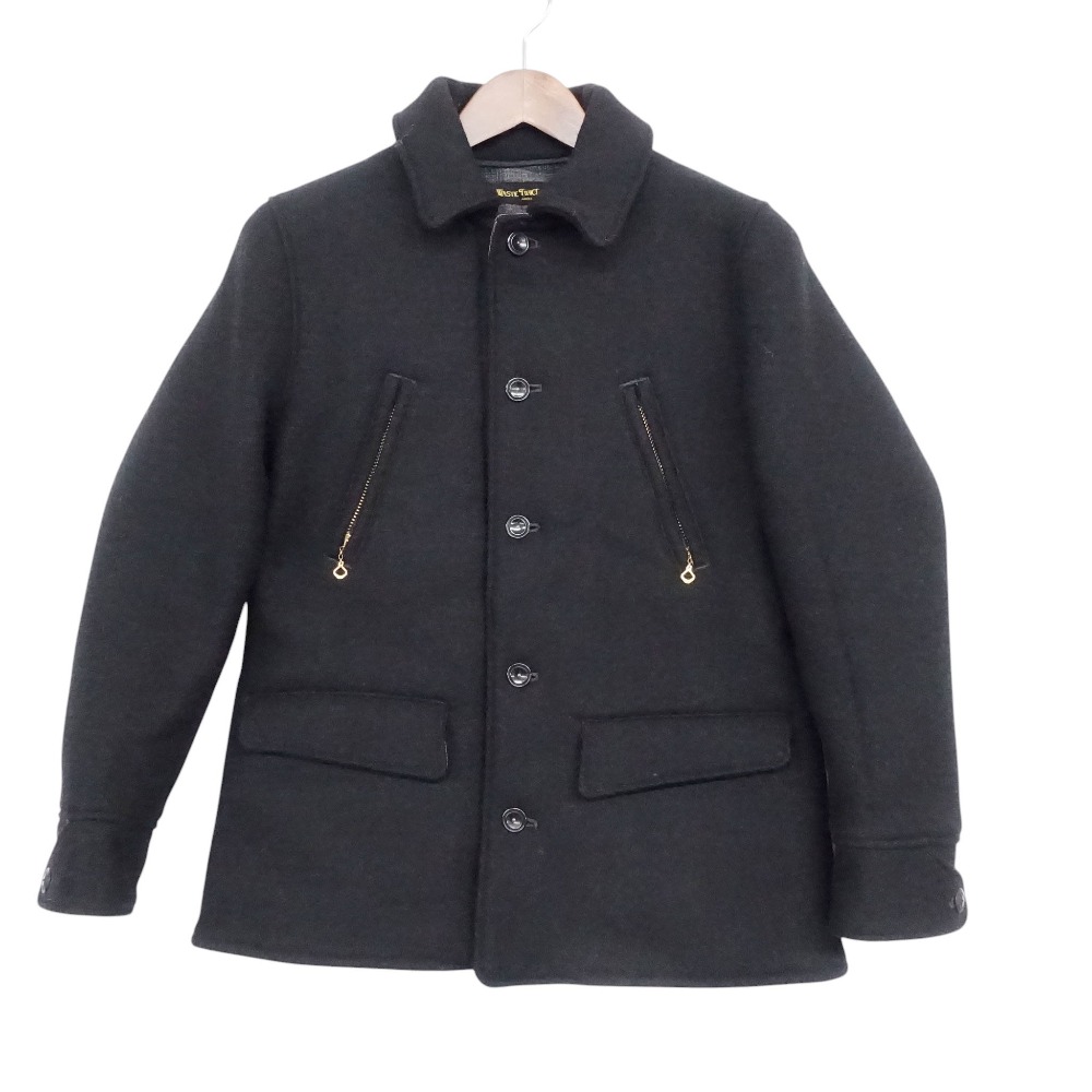 14AW WASTE(TWICE) ウェストトゥワイス 上衣 絨毛 アンゴラ混 ライディングジャケット アウター 黒いこと 36【S】 メンズ 【中古】 スポーツ・アウトドア-ブルゾン-メンズウェア