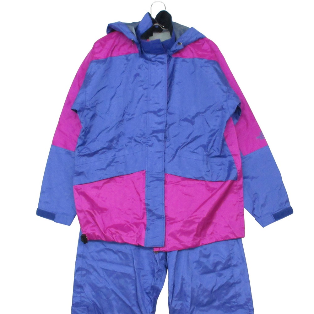 THE NORTH FACE ザ・ノースフェイス セットアップ GORE-TEX レインウェア 上下書き割り 雨具 カッパ お山パーカー ズボン下 納める袋付き添い人 FK-2 青碧 M レディース 【中古】