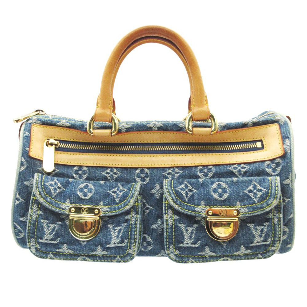 LOUIS VUITTON ルイ・ヴィトン ハンドバック モノグラム ジーンズ ネオ スピーディ M95019 ゴールド金具 なめし革 ミニ豆の町 鞄 インディゴ レディース 【中古】