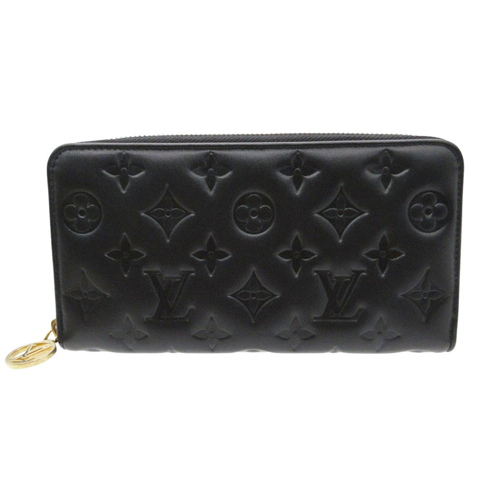 LOUIS VUITTON ルイ・ヴィトン 長銭入れ クッサン ジッピーウォレット 子ヒツジ人はだ なめし革 モノグラム エン雇い主 M81510 ラウンドジップ ノワール メンズ レディース 【中古】