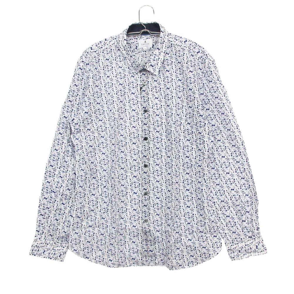 LANVIN en Bleu ランバンオンブルー 長袖プルオーバー  幾何学学飾りつけ トップス 綿織物 米国海軍 52【XL】 メンズ 【中古】