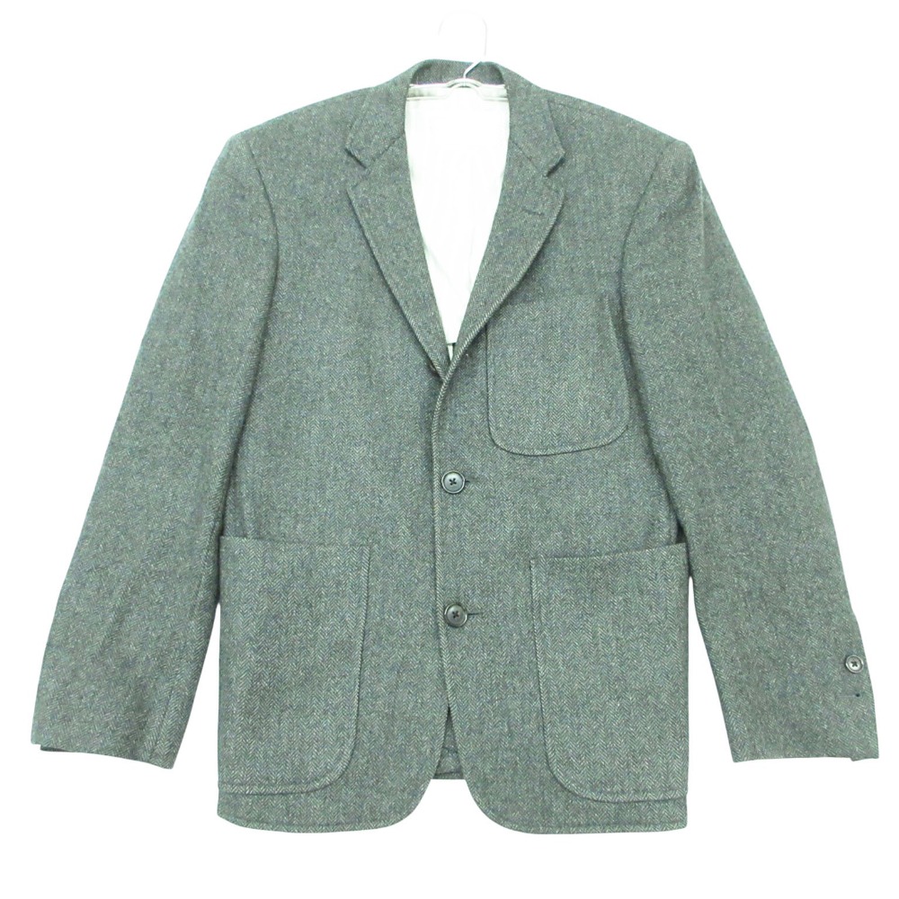 BLACK FLEECE ブラックフリースブルックスブラザーズ テーラードジャケット 段返り 杉綾模様柄 2B 縞模様柄裏地 背抜き 薄墨色 BB00【XS】 メンズ 【中古】