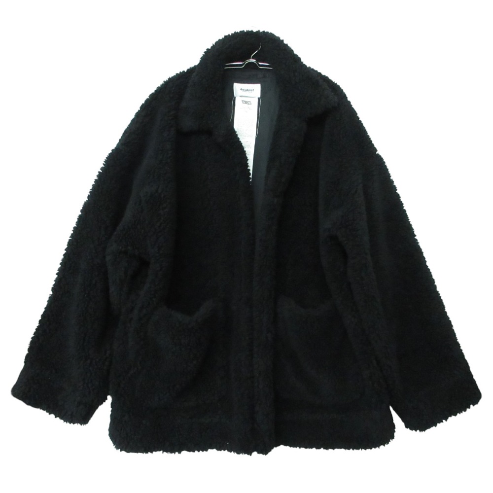 美品 21aw doublet ダブレット WISM別注 ブルゾン ボア ファー ジャケット ハンドペイント加工 HAND-PAINTED RECYCLE FUR JACKET 21AW04BL123-1 ブラック L メンズ 【中古】|コムレイドバージ店
