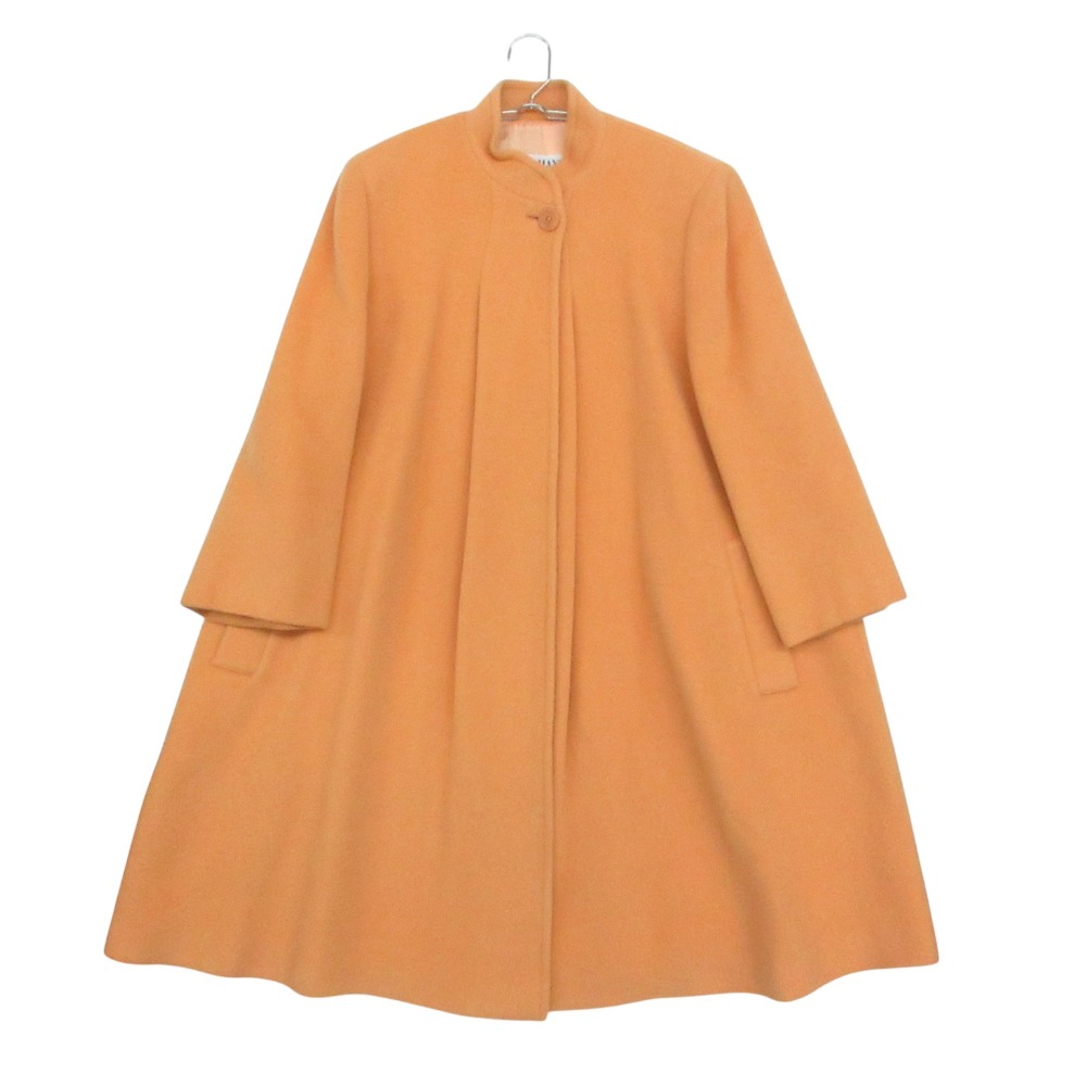 Vintage MANI ロング 厚地の外套 上衣 照明ランプ色つや 羊毛 イタリア製 オレンジ色系 40 レディース 【中古】