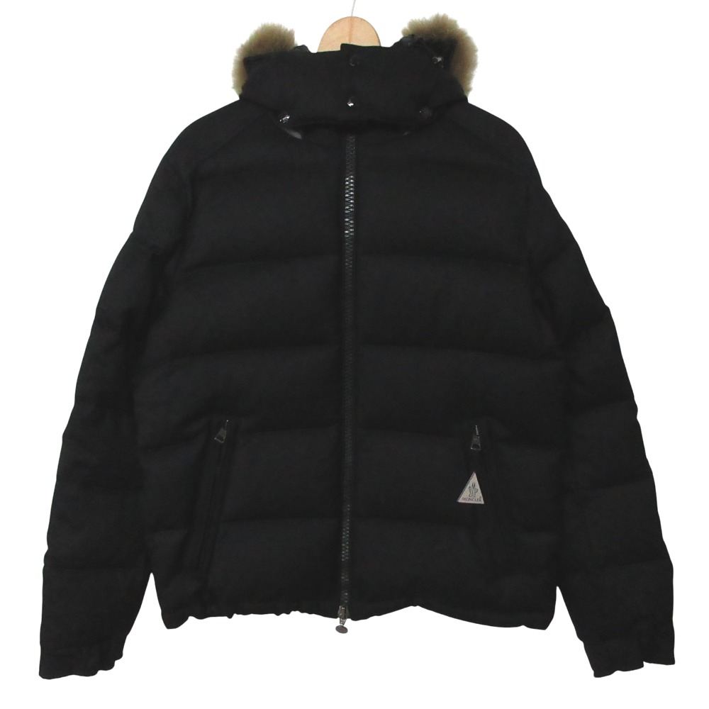 美品 MONCLER モンクレール MONTGE ダウンジャケット ブルゾン コヨーテファー フーデット ウール アウター ブラック 2 メンズ 【中古】|コムレイドバージ店