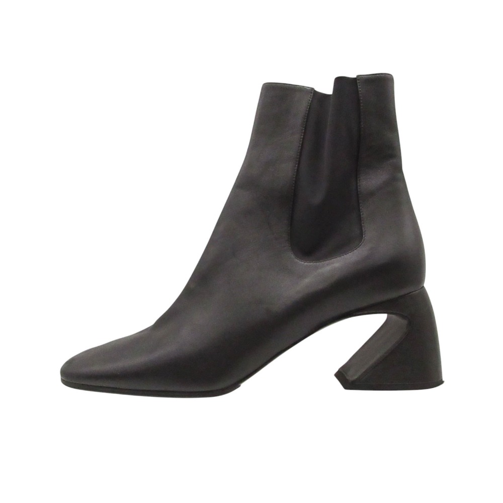 美品 JIL SANDER ジルサンダー 片方ゴア ブーツ アンクル ナッパ なめし革 子ヒツジ素はだ JS34120A イタリア製 靴 黒いこと 24.5糎 レディース 【中古】
