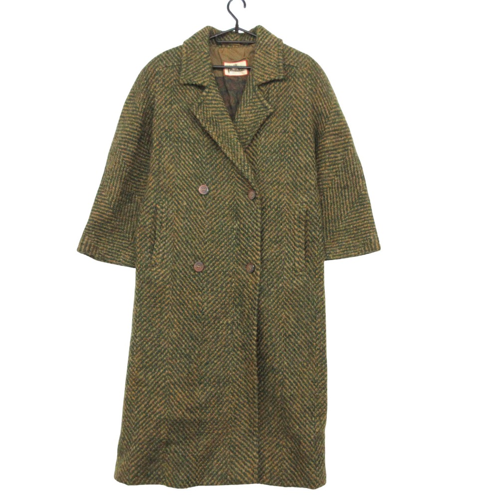 Herno ヘルノ コート ヴィンテージ ツイード アウター ロング グリーン 40【M】 レディース 【中古】｜コムレイドバージ店
