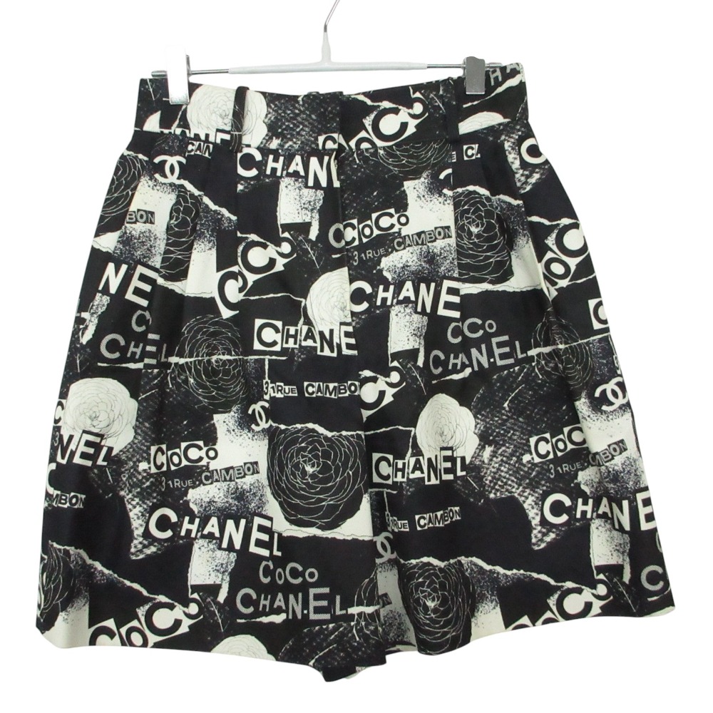 20ss CHANEL シャネル 遊撃手ズボン下 さる股引き カメリア CC ココマーク グラフィック P63237 フランス共和国製 ボトムス 黒いこと 36 レディース 【中古】