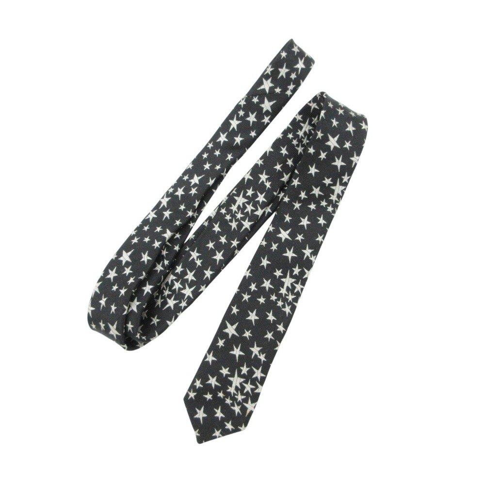 SAINT LAURENT サンローラン タイ はやりっ子 刺しゅう ナロータイ か細いタイ王国 黒いこと メンズ 【中古】