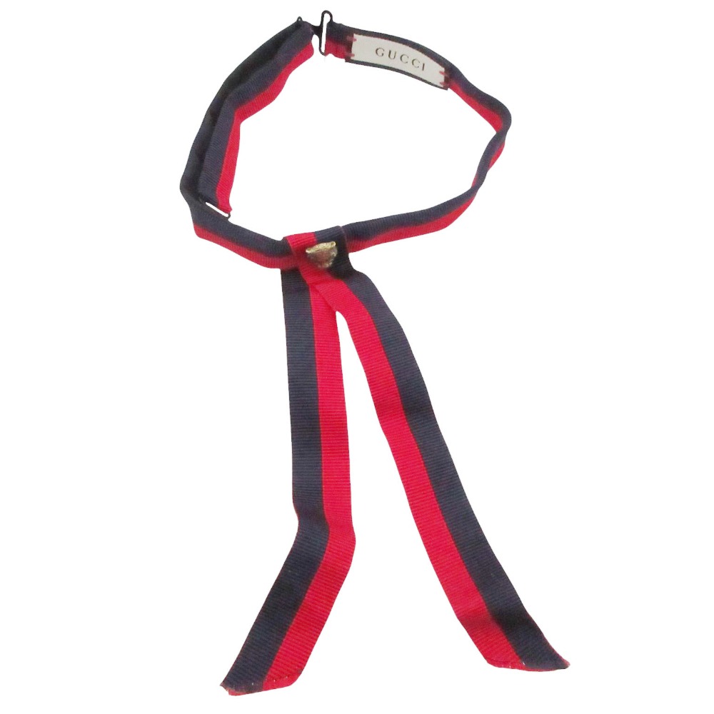 GUCCI グッチ タイ シュロの葉五分五分 シェリー酒伝達ルート キャットヘッド 赤いこと レディース 【中古】