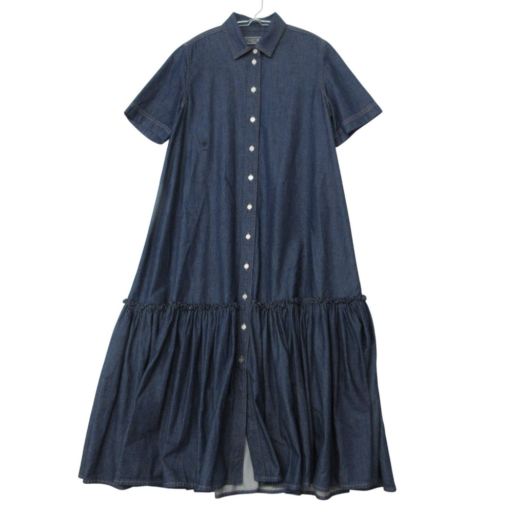 Christian Dior ディオール 衣装 ジーンズ プルオーバー お召しもの ロング マキシ丈 半袖 BEE刺しゅう 312R17A3517 インディゴ 42 レディース 【中古】
