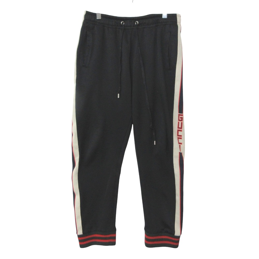 GUCCI グッチ トラック パンツ テクニカルジャージ サイドロゴ 474635 ボトムス ブラック XS メンズ 【中古】｜コムレイドバージ店
