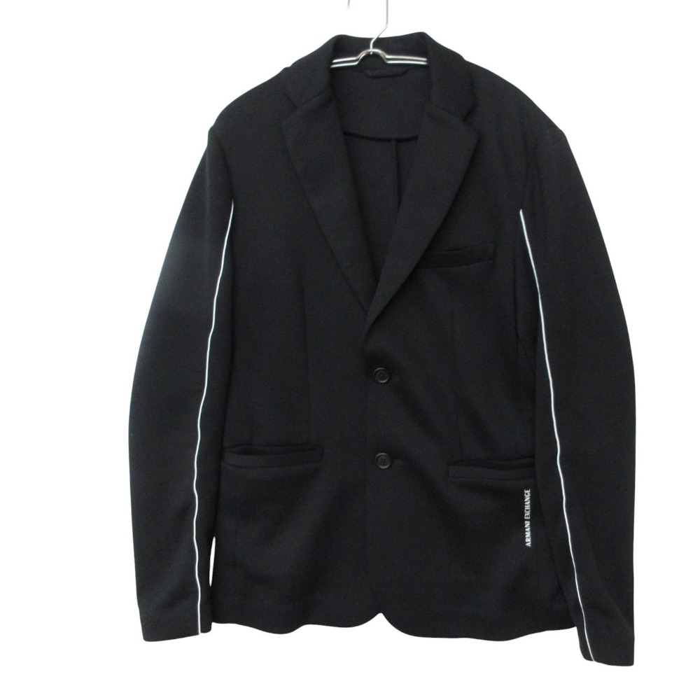 ARMANI EXCHANGE アルマーニエクスチェンジ テーラードジャケット パイピング 編み物 汗水 ティーシャツ ロゴタイプ 貨物自動車 3KZGFZ ZJ3JZ 黒いこと XS メンズ 【中古】