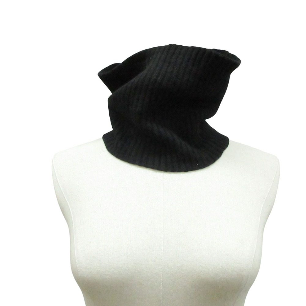 23AW KIJIMA TAKAYUKI キジマタカユキ ネックウォーマー カシミール100% 肋筋 編み物 えり巻き CASHMERE KNIT NECK WARMER 黒いこと メンズ 【中古】