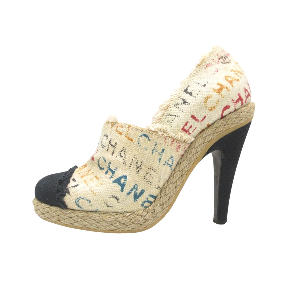 CHANEL シャネル パンプス ブー紅茶 ハイヒール ロゴタイプ 靴 ベージュ 36.5 23.5珊 レディース 【中古】