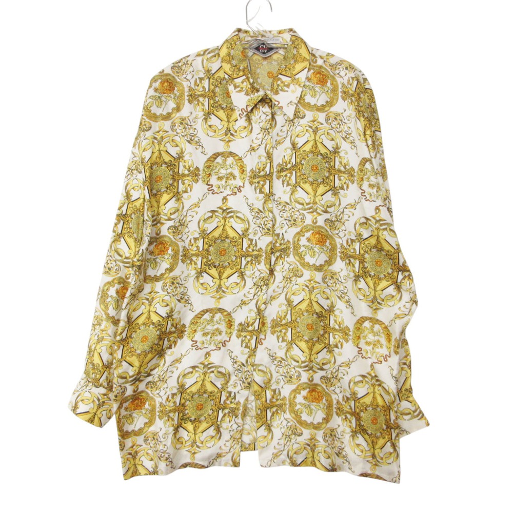 ヴィンテージ VERSACE ヴェルサーチ 長袖プルオーバー バロック柄 地絹100% プルオーバー トップス 長袖 ゴールド 46【L】 メンズ 【中古】