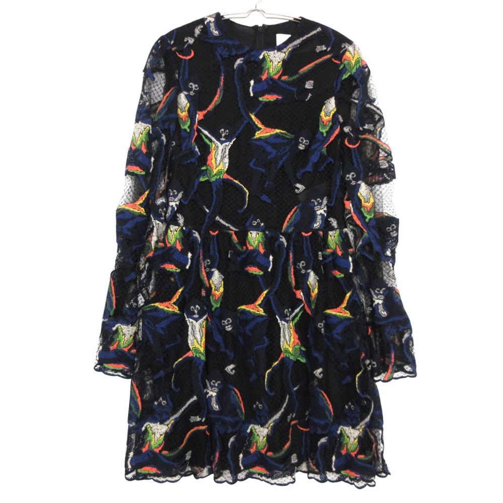 VALENTINO ヴァレンティノ 衣装 チュール MIDI丈 お召しもの 刺しゅう イタリア製 黒いこと 42【L】 レディース 【中古】