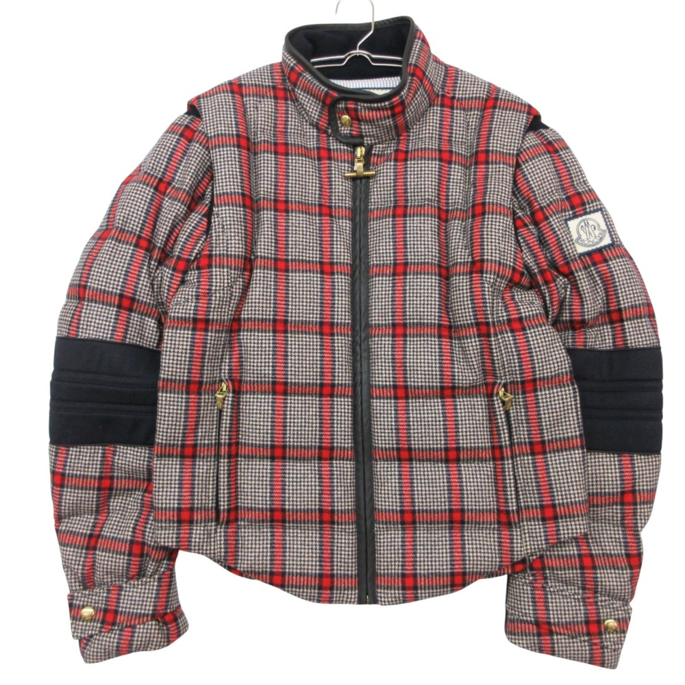 MONCLER モンク軌跡 GAMMI BLUE チュインガム青碧 落ちこむ上衣 チドリ照合のしるし柄 アウター イタリア製 羊毛 米国海軍×白いこと 1 メンズ 【中古】