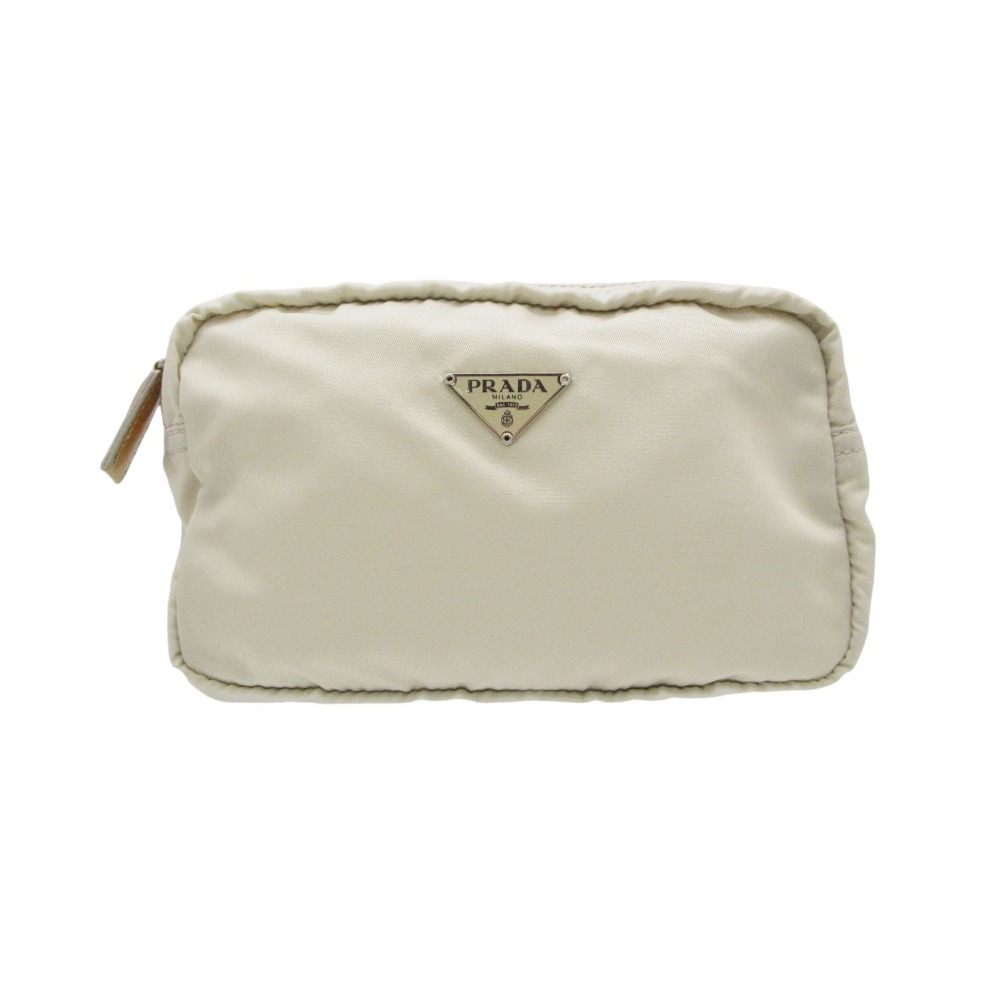 PRADA プラダ 合切袋 ３角形ロゴタイプ ナイロン 付属物合切袋 MV21 象牙色 レディース 【中古】