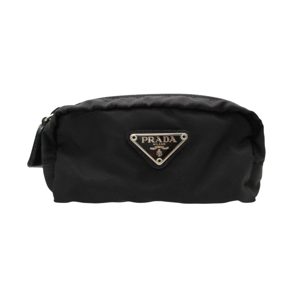 PRADA プラダ 合切袋 ３角形ロゴタイプ ナイロン 付属物 ミニ 合切袋  黒いこと レディース 【中古】